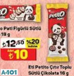 ETİ PETİTO ÇITIR TOPLU SÜTLÜ ÇİKOLATA 16 G